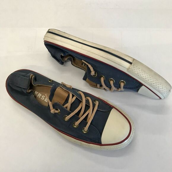 Converse Shoreline Navy Blue Slip On Sneakers w/ Elastic Back & Leather Laces 7 - Picture 13 of 13